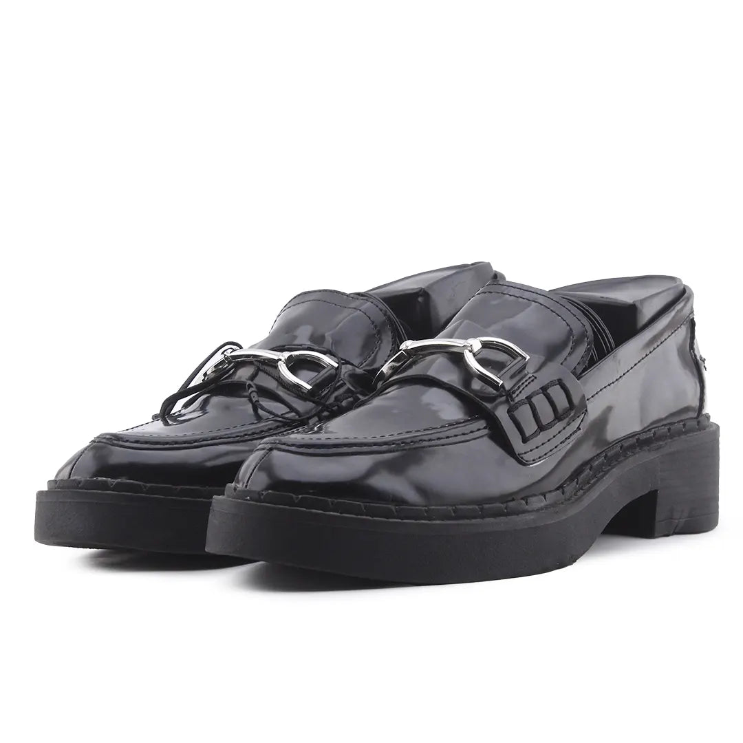 Zara Patent Penny Strap Loafers