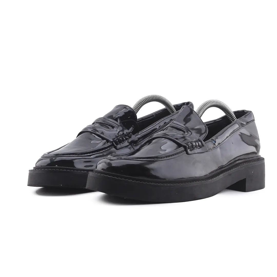 Zara Patent Penny Strap Loafers