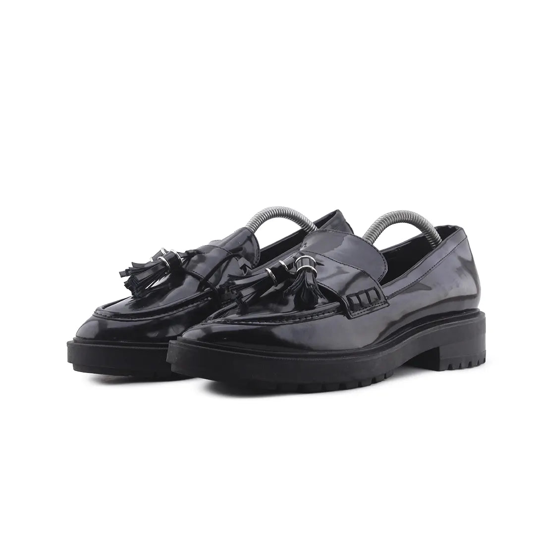 Zara Patent Penny Strap Loafers