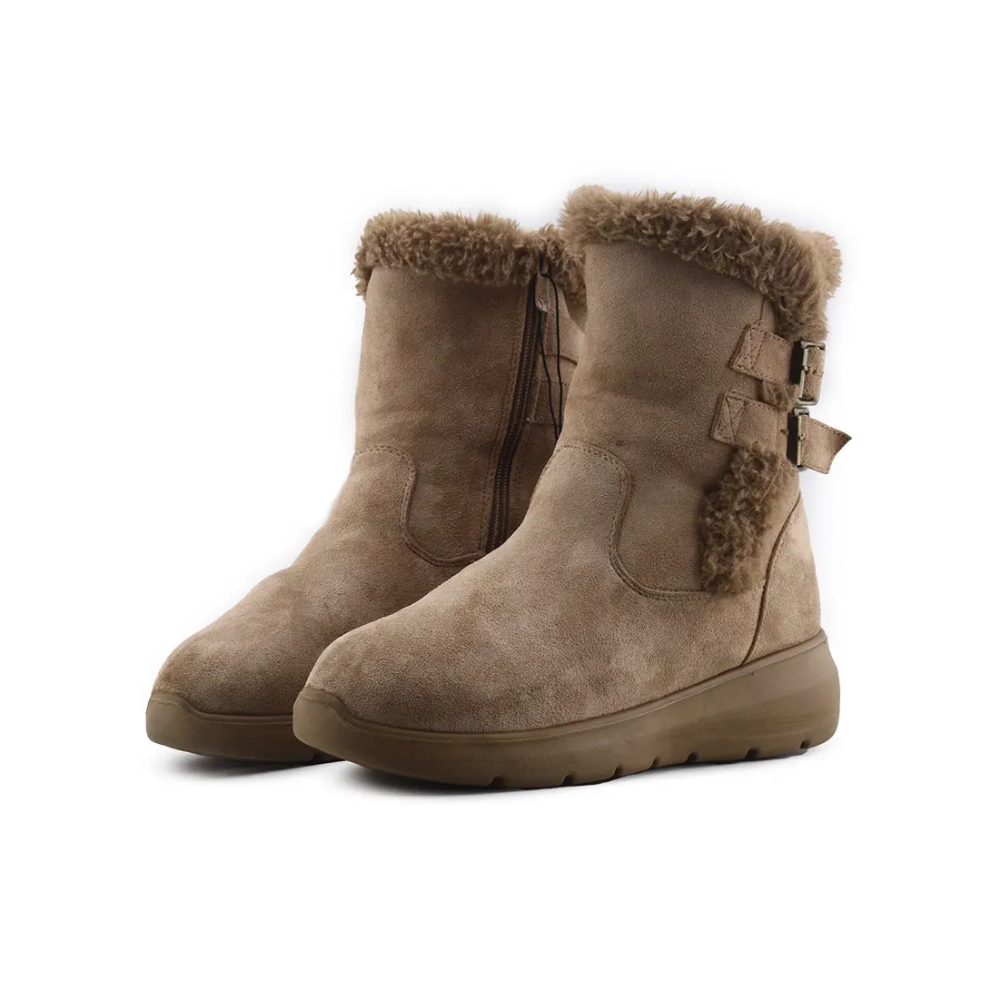 European Brand Zipper Buckle Strap Suede Ankle Boot