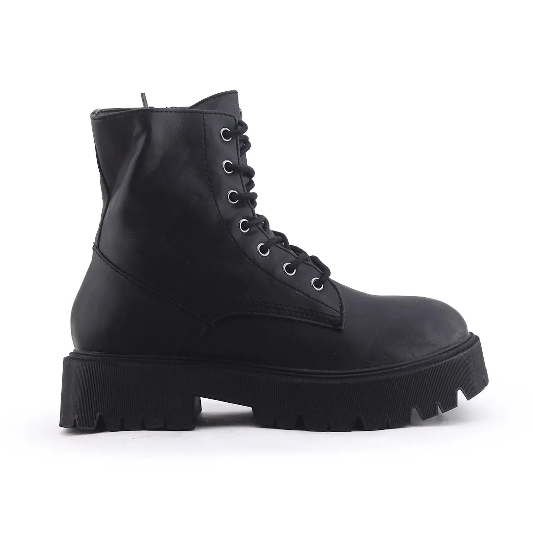 Bershka Zipper Lace Up Ankle Boot | 100% Authentic Leather