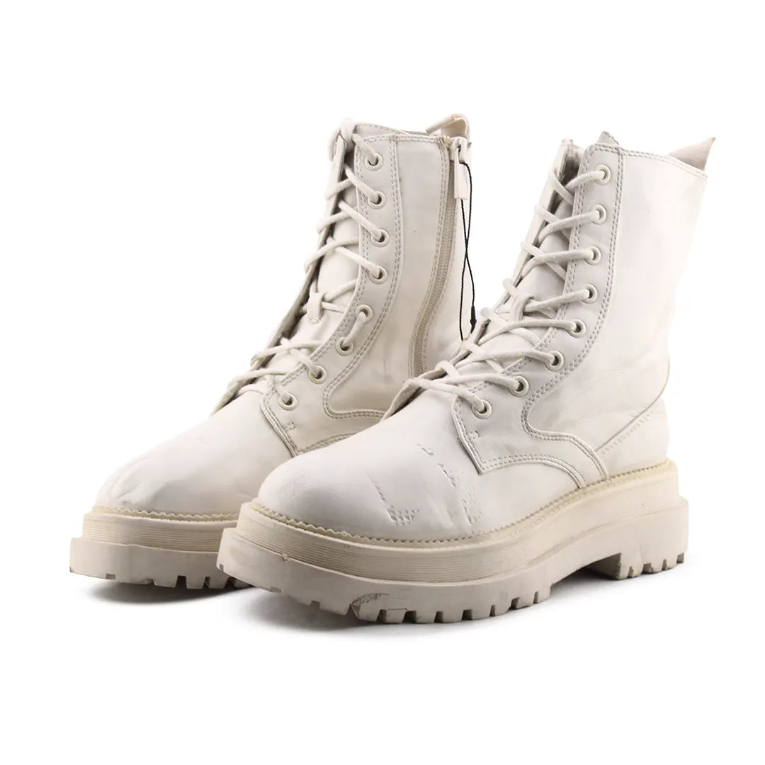 Stradivarius Zipper Lace Up Ankle Boot | 100% Authentic Leather