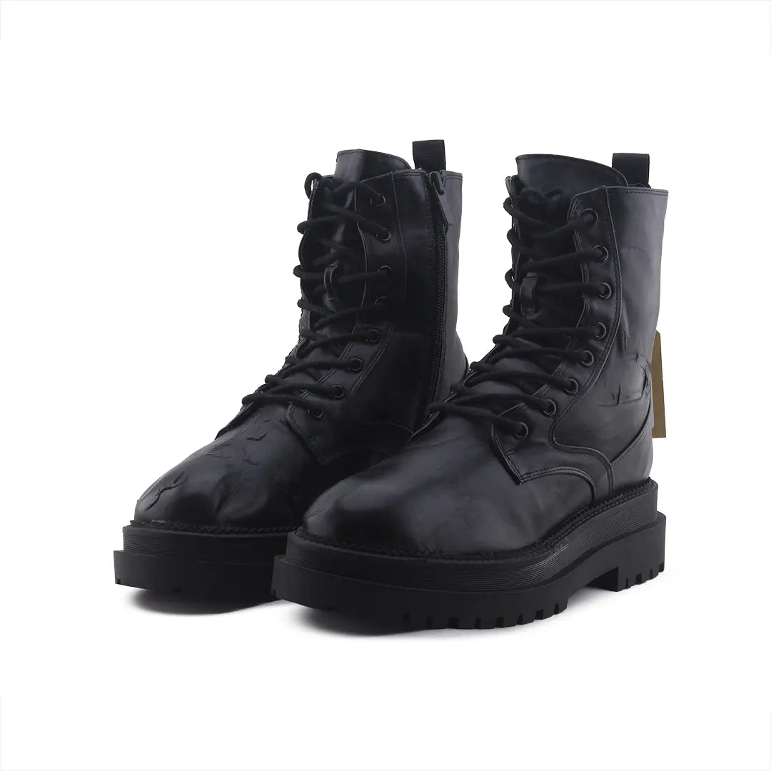 Stradivarius Zipper Lace Up Ankle Boot | 100% Authentic Leather