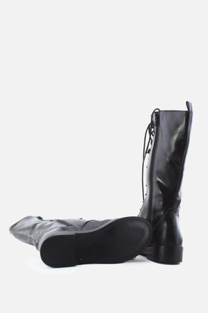 Zara Zipper Laces Combat Boots | 100% Authentic Leather - sundaybazar