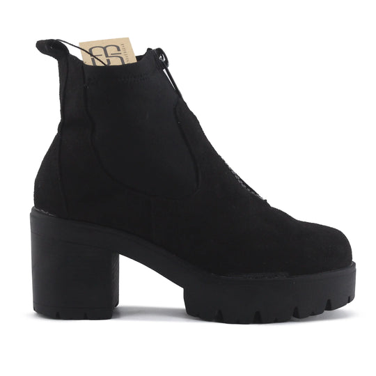 NYC Stretchable Zipper Suede Ankle Boot