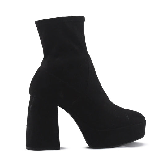 Bershka Zipper Platform Suede Ankle Boot
