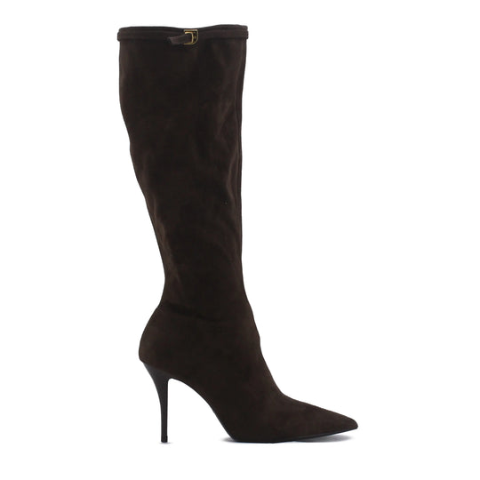 Zara Zipper Buckle Strap Suede Knee High Boot