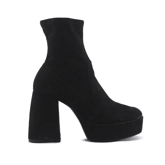 Bershka Zipper Suede Platform Ankle Boot