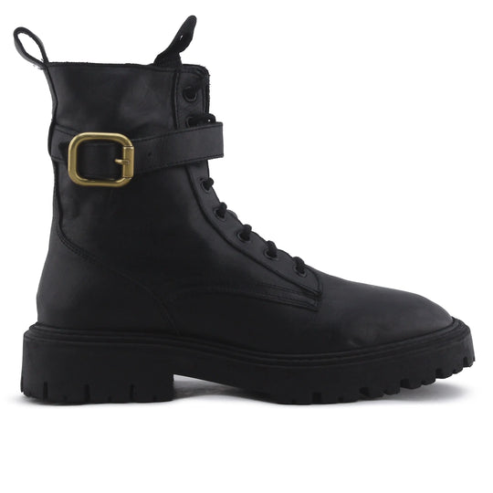 Zara Zipper Buckle Strap Lace Up Ankle Boot | 100% Authentic Leather