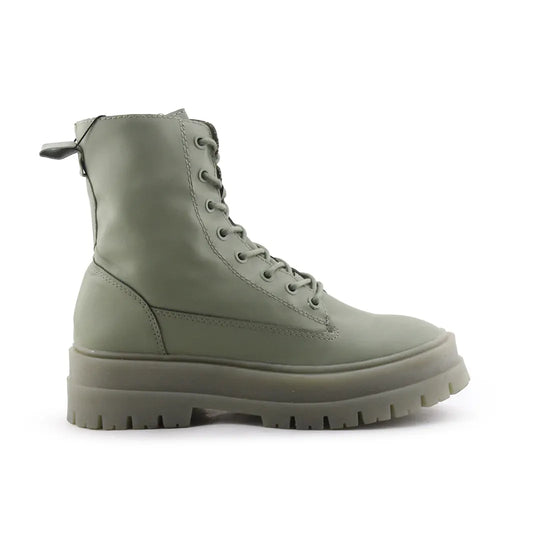 Stradivarius Zipper Lace Up Combat Ankle Boots (100% Authentic Leather)