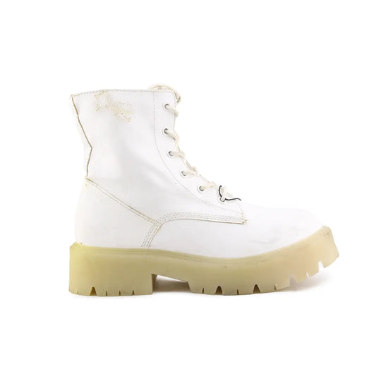 Bershka Zipper Lace Up Combat Ankle Boots (100% Authentic Leather)