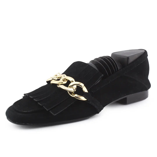 Zara Suede Metal Strap Loafers