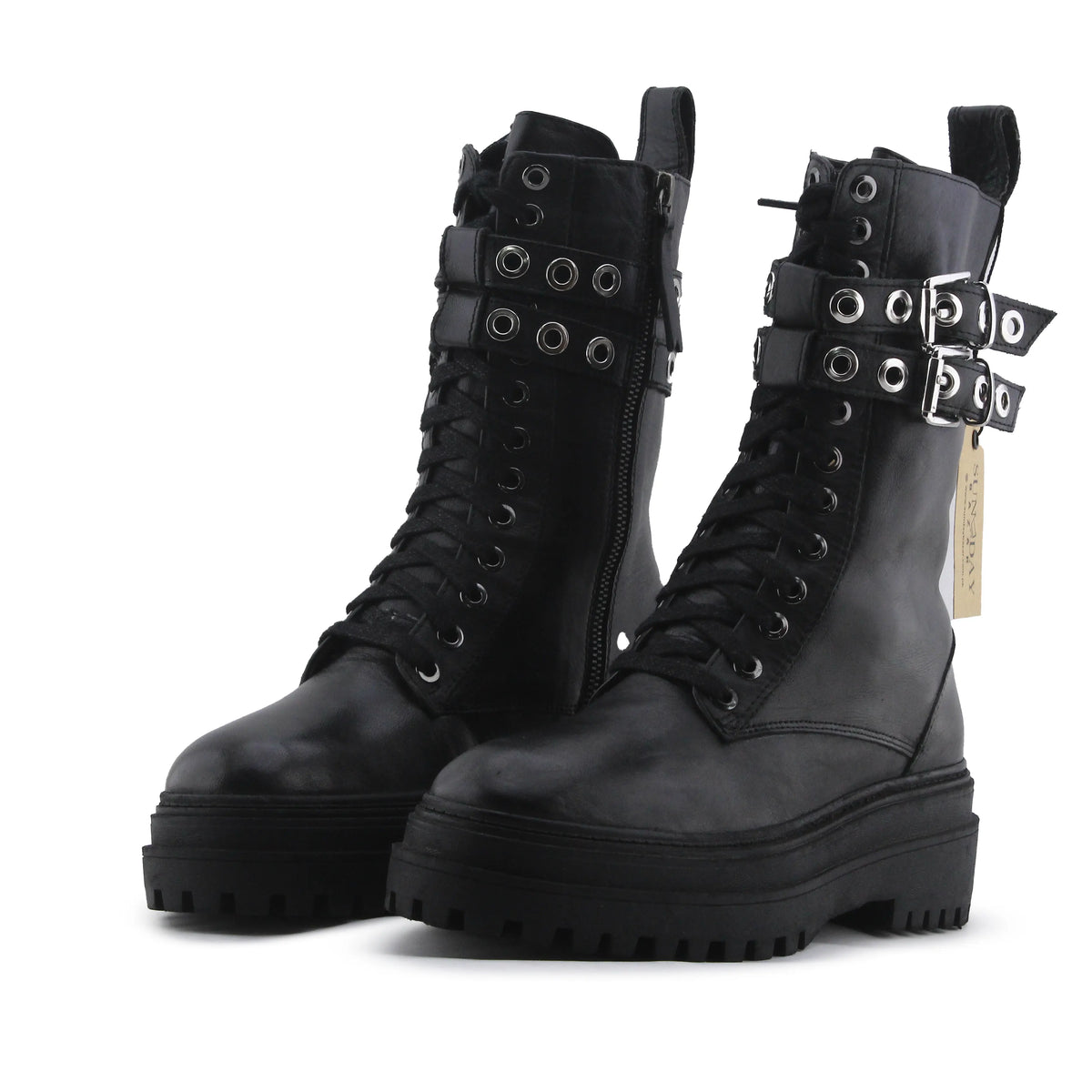 Zara Zipper Lace Up Buckle Strap Ankle Boot | 100% Authentic Leather