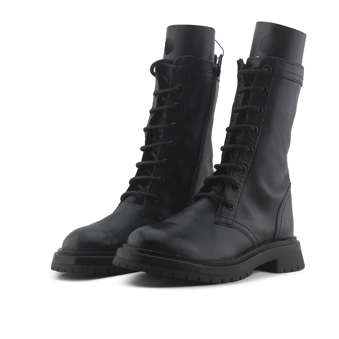 Zara Zipper Laces Combat Ankle Boots | 100% Authentic Leather