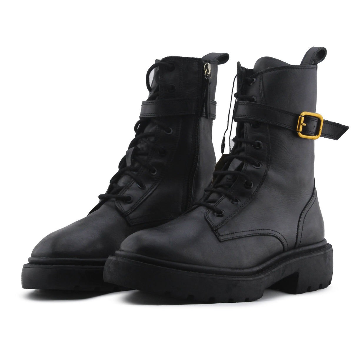 Zara Zipper Lace Up Buckle Strap Ankle Boot | 100% Authentic Leather