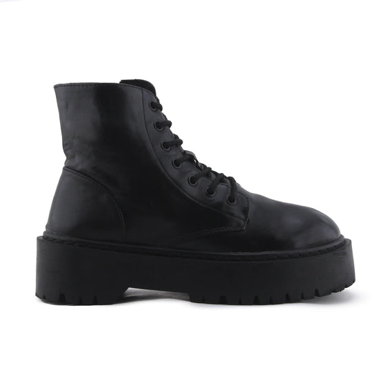 Pull & Bear Zipper Lace Up Ankle Boot | 100% Authentic Leather