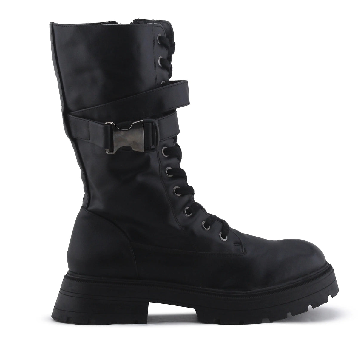 Bershka Zipper Lace Up Buckle Strap Ankle Boot | 100% Authentic Leather