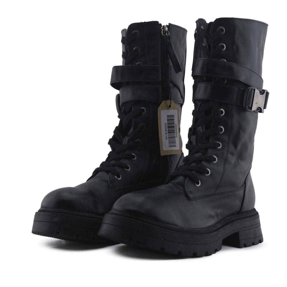Bershka Zipper Lace Up Buckle Strap Ankle Boot | 100% Authentic Leather