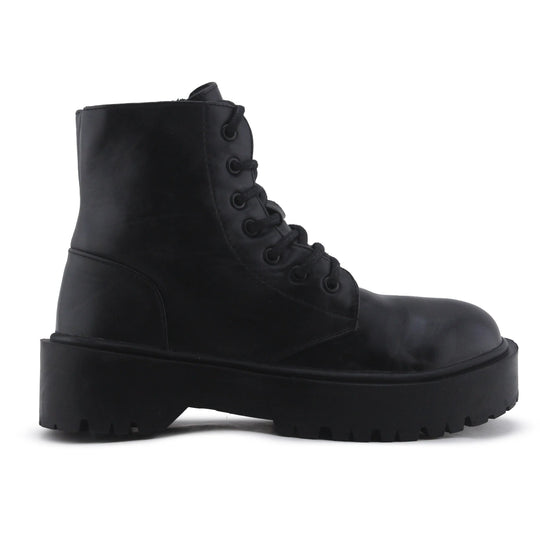 Pull & Bear Zipper Lace Up Ankle Boot | 100% Authentic Leather