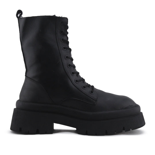 Pull & Bear Zipper Lace Up Ankle Boot | 100% Authentic Leather