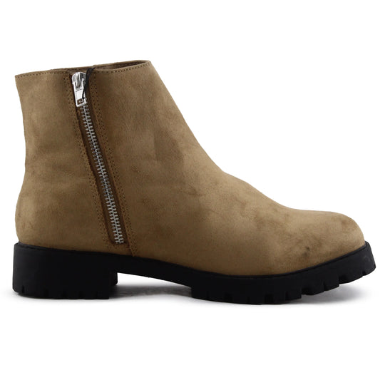 Lefties Zipper Suede Ankle Boot