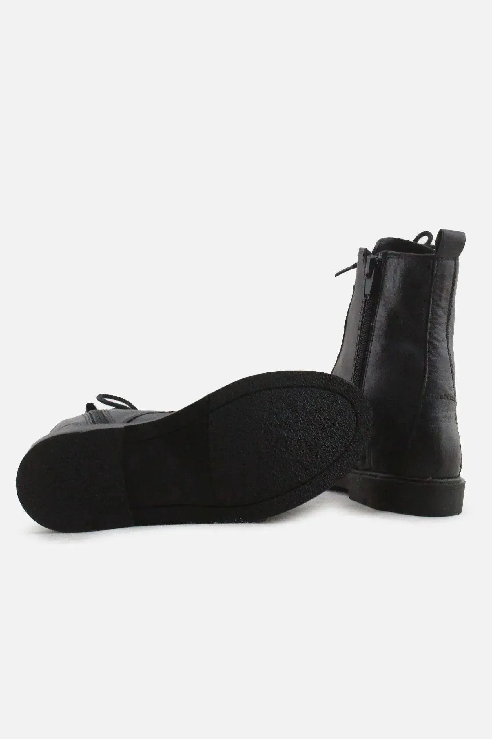 Zara Zipper Laces Combat Boots | 100% Authentic Leather - sundaybazar