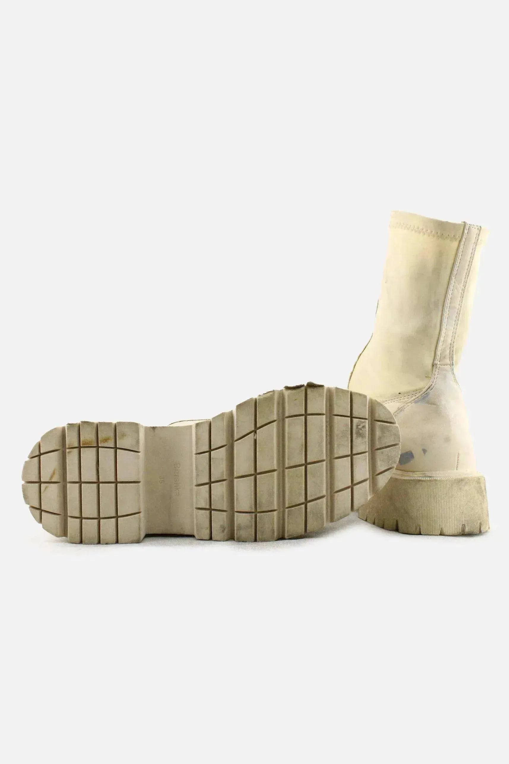 Bershka Zipper Stretchable Ankle Boots | 100% Authentic Leather - sundaybazar