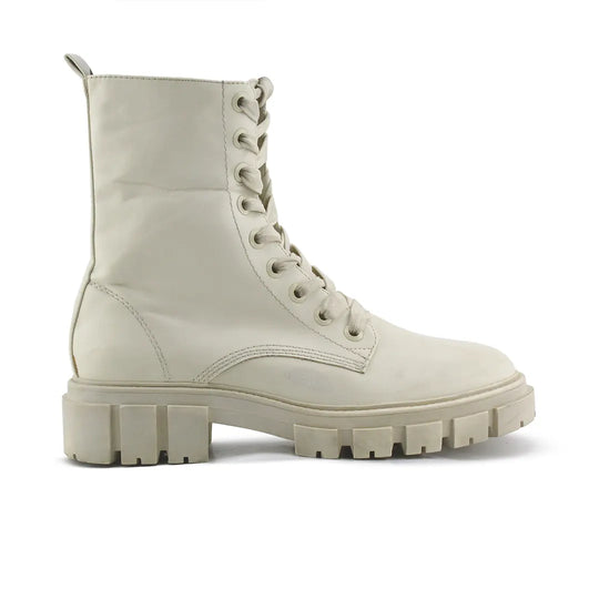 Stradivarius Zipper Laces Combat Ankle Boots |100% Authentic Leather