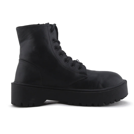Pull & Bear Zipper Lace Up Ankle Boot | 100% Authentic Leather